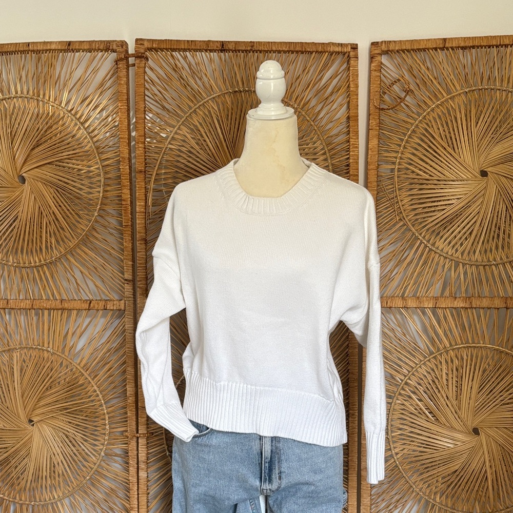 Quince White Crew Neck Sweater